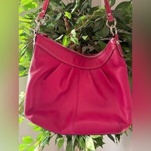 Coach Vibrant Pink Leather Hobo Bag